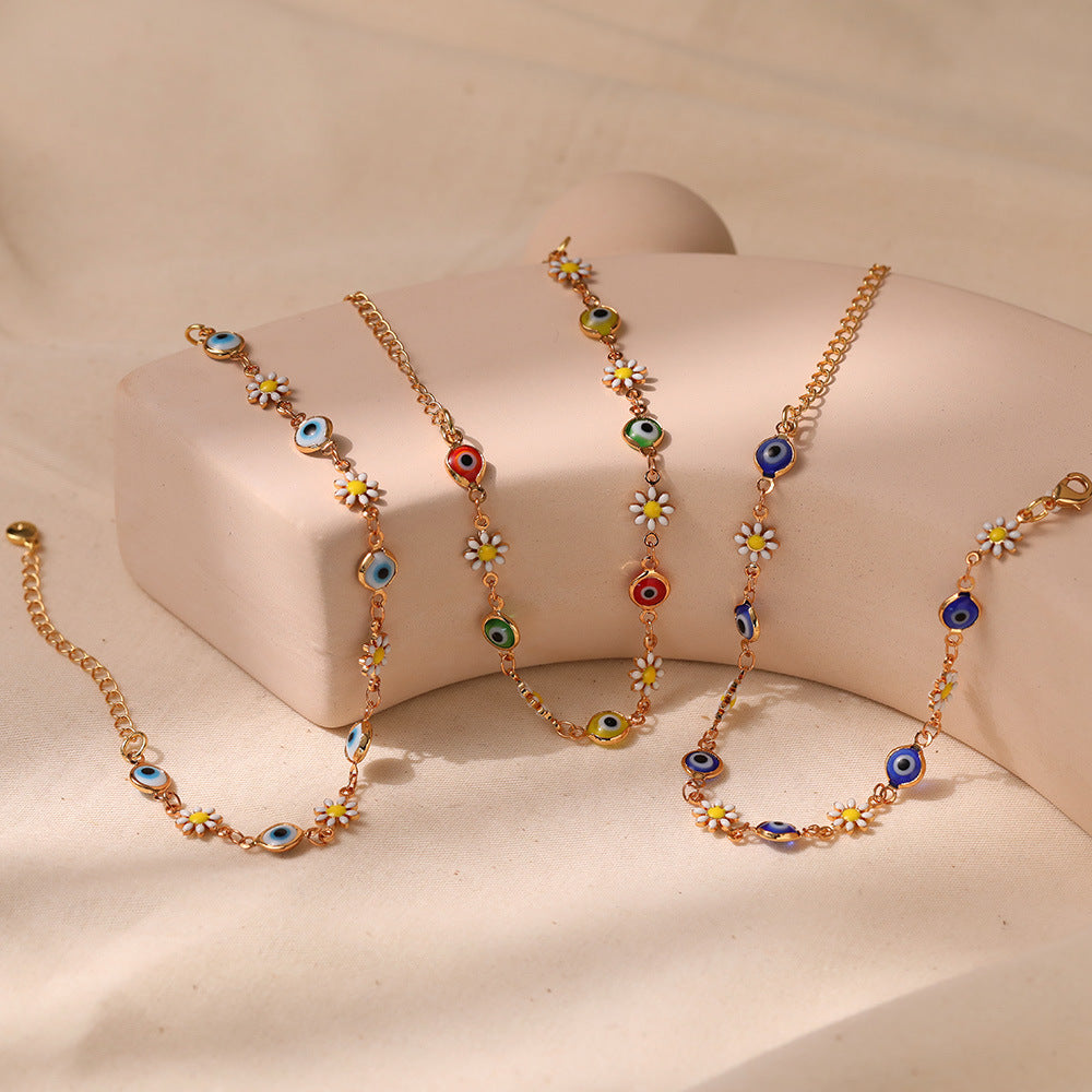 Floral Evil Eye Charm Anklet Stornfield