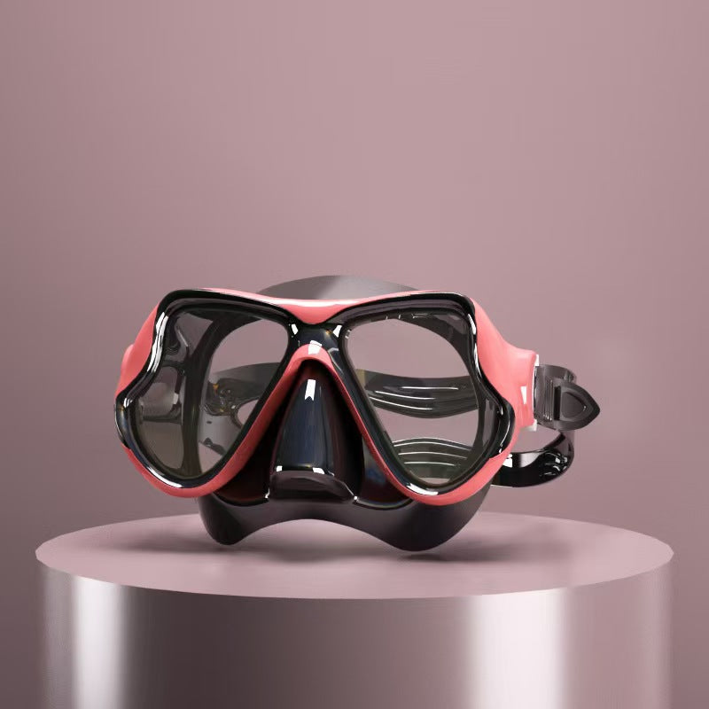 Diving mask with ergonomic design and a flexible snorkel Stornfield
