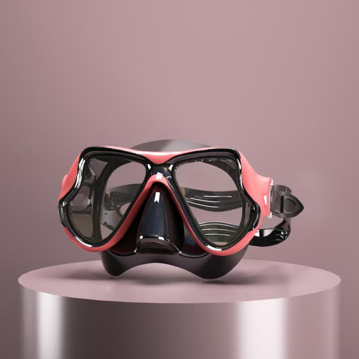Diving mask with ergonomic design and a flexible snorkel Stornfield