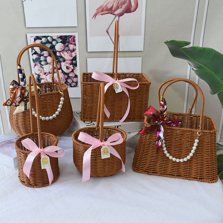 Chic Woven Handbag with Pearl Accent Stornfield