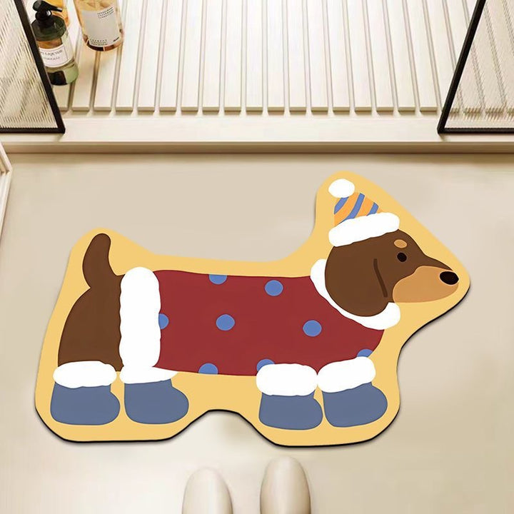 Playful Dog-Shaped Bath Mat