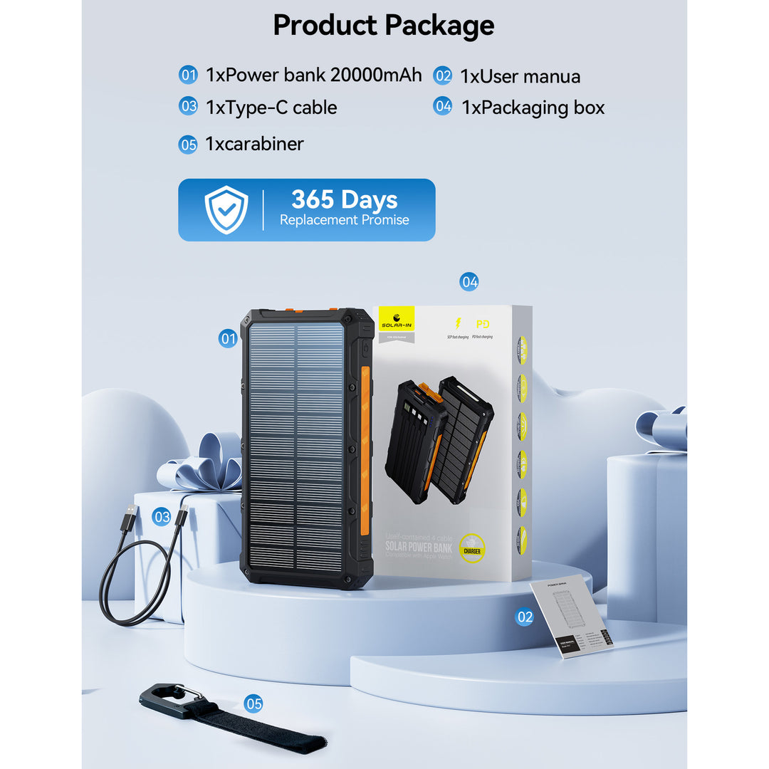 Multifunctional Solar Power Bank with Fast Charging Function Stornfield