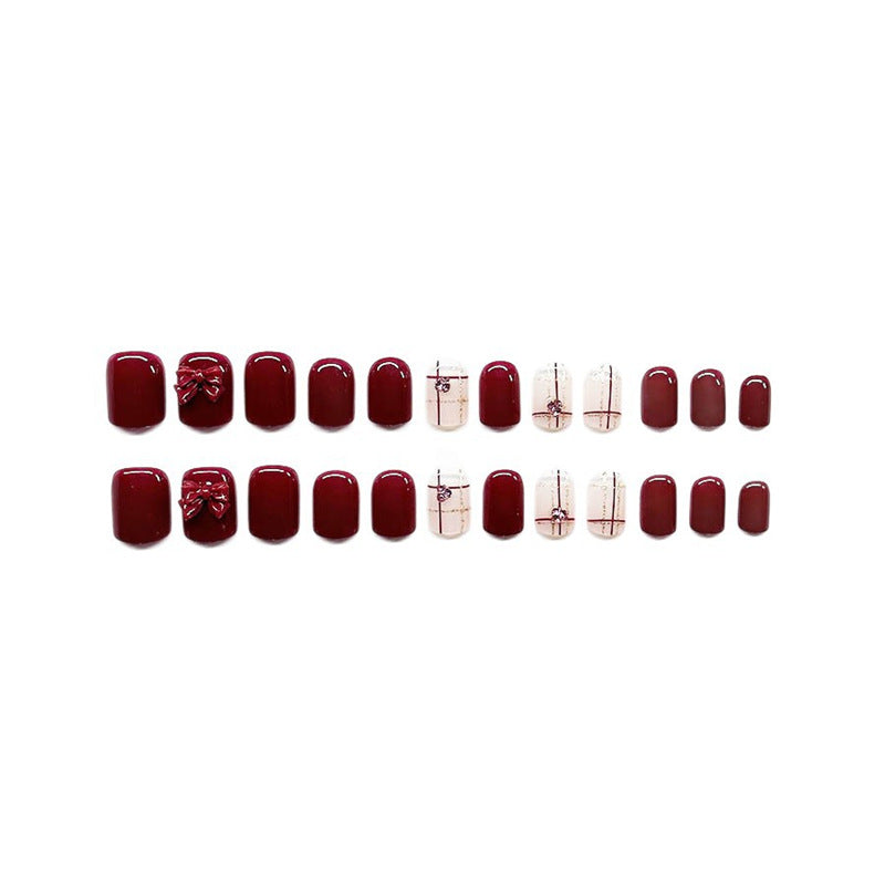 Decorative Press-On Nail Art Set with 3D Bow Accents Stornfield