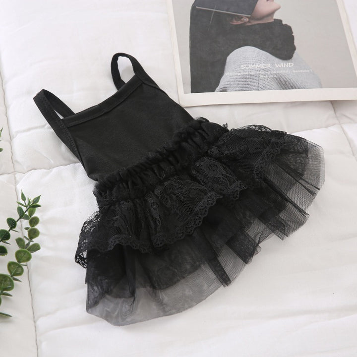 Infant Lace-Trim Tiered Tulle Dress with Spaghetti Straps