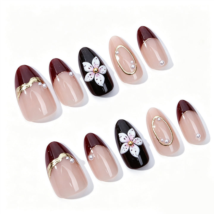 Elegant Decorative Floral Press-On Nails Stornfield