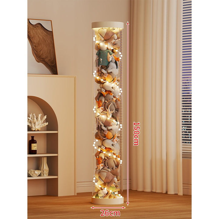 LED-lit Transparent Plush Toy Showcase Cylinder