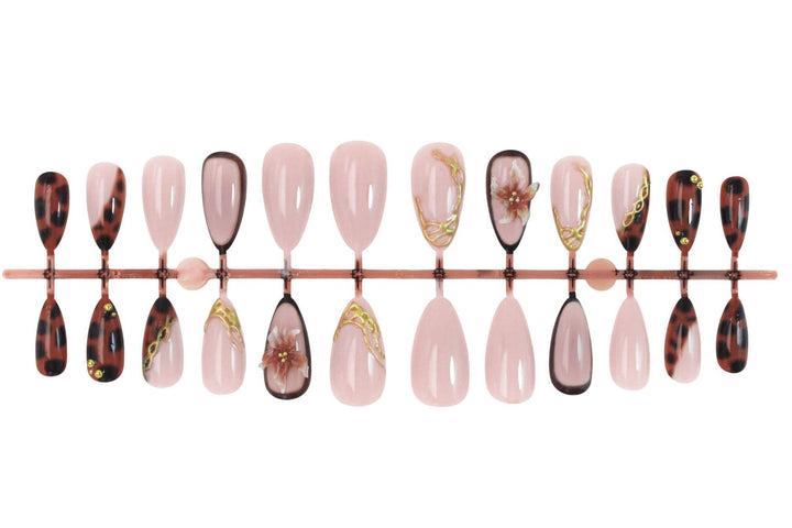 Artificial nail set with elegant floral accents and sparkling design Stornfield