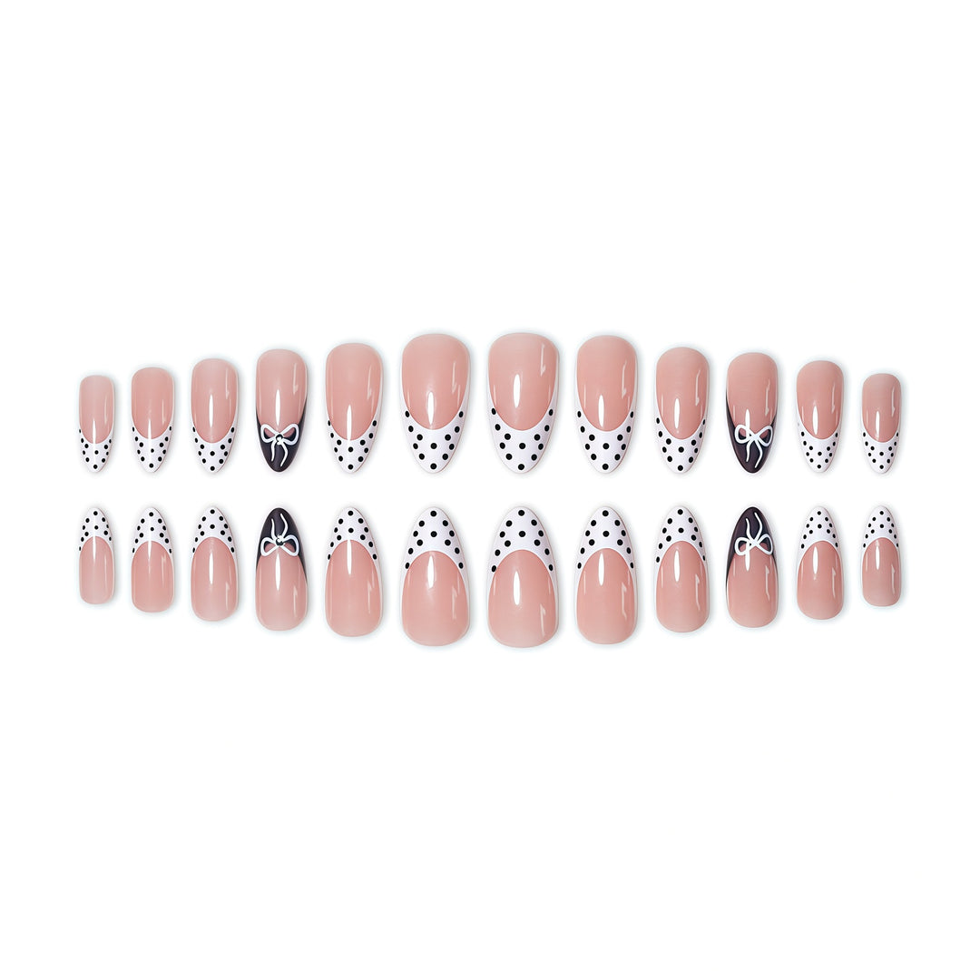 Chic Polka Dot French Tip Nail Art Extensions Stornfield