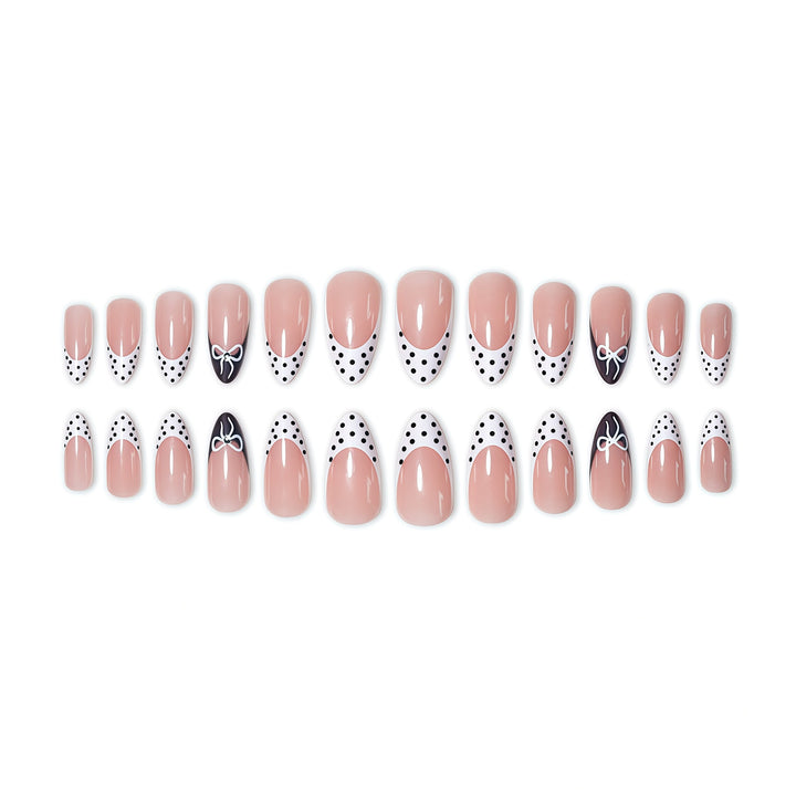 Chic Polka Dot French Tip Nail Art Extensions Stornfield