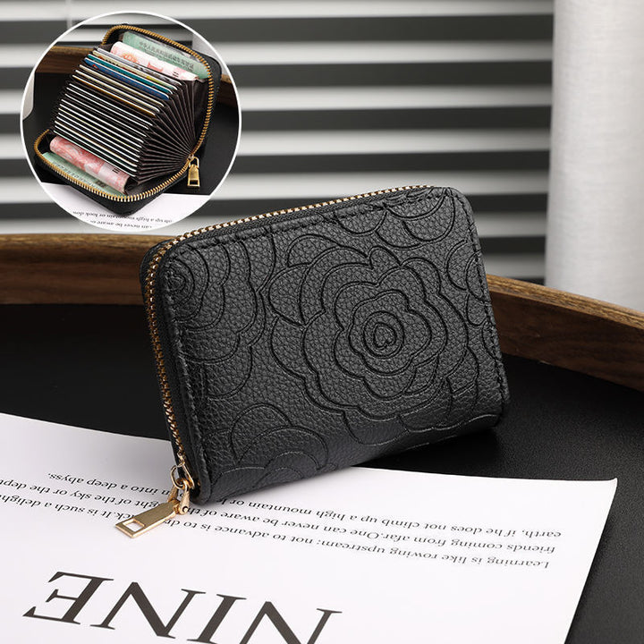 Floral Embossed Zip-Around Wallet