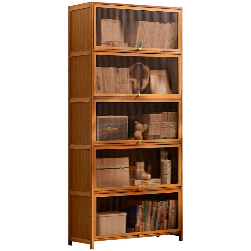 Bookcase with Transparent Glass Doors and Sturdy Shelves Stornfield