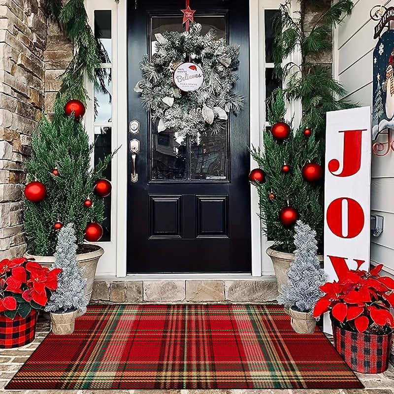 Festive Plaid Entry Mat