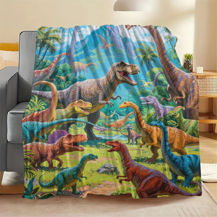 Dinosaur-Themed Plush Blanket