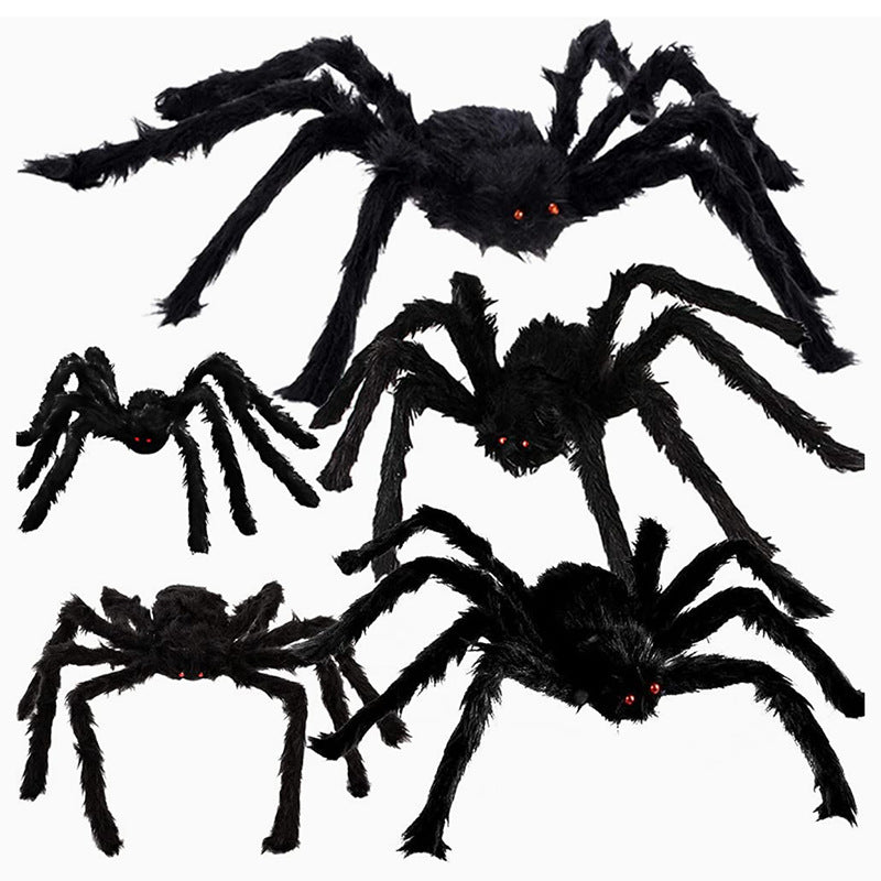 Realistic Plush Spiders Halloween Decoration Multi-Piece Set with Bendable Legs