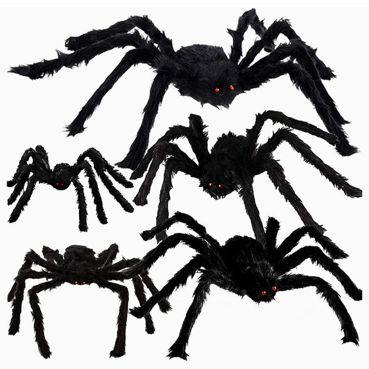 Realistic Plush Spiders Halloween Decoration Multi-Piece Set with Bendable Legs