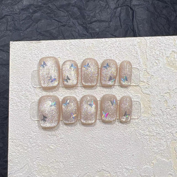 Glittering Press-On Nail Set with Star Accents Stornfield