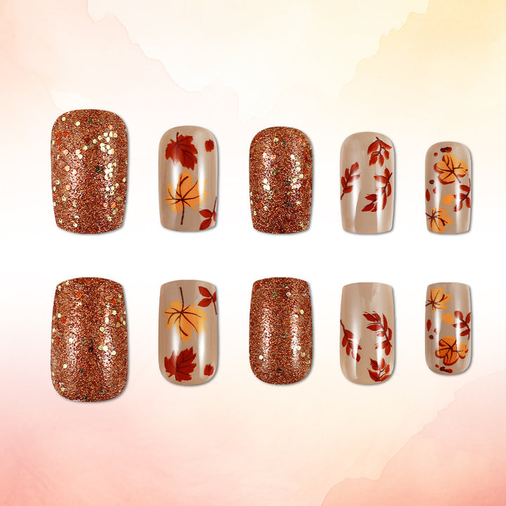 Decorative Autumn-Themed Press-On Nails Stornfield