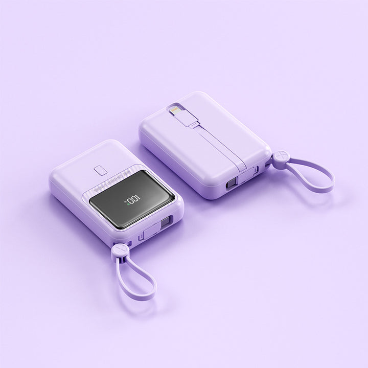 Compact power bank with integrated charging cable and digital display Stornfield
