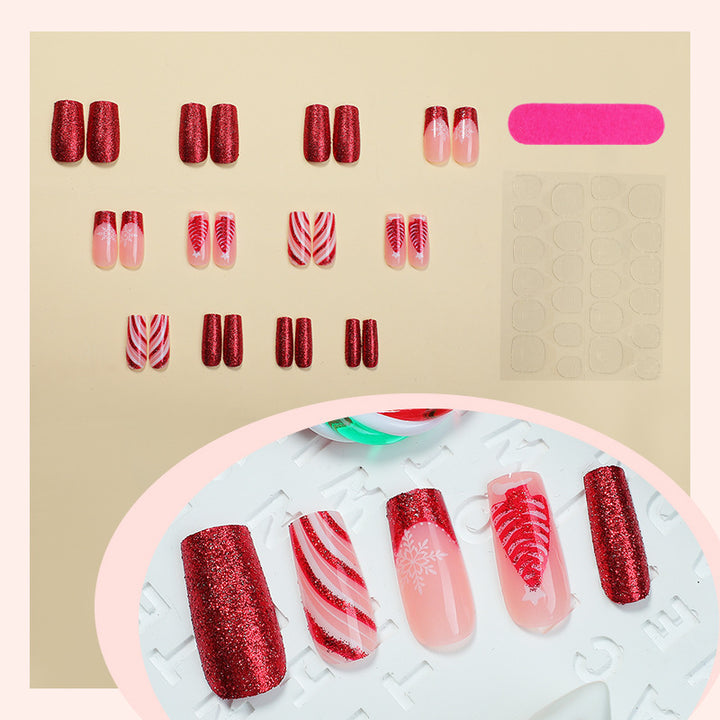 Artificial nail set with festive glitter and Christmas motifs Stornfield