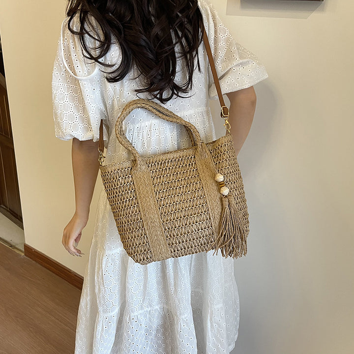 Handcrafted Woven Straw Tote Bag