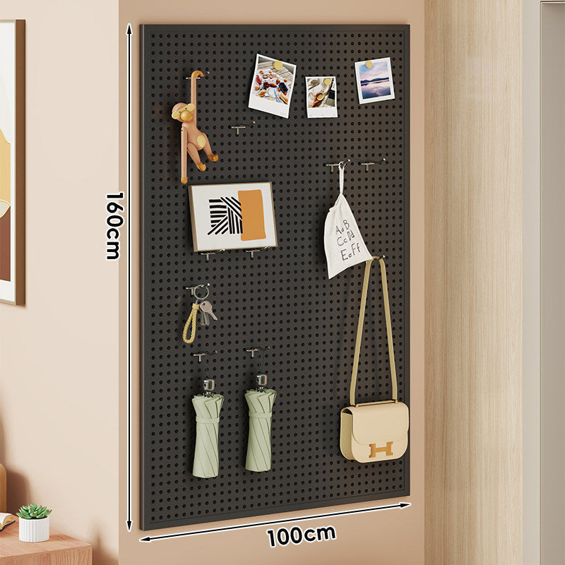Large Vertical Perforated Wall Storage Panel with Adjustable Hooks and Accessory Mounts