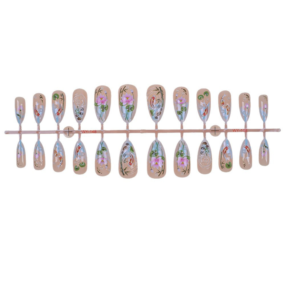 Artistic Floral Press-On Nail Set Stornfield