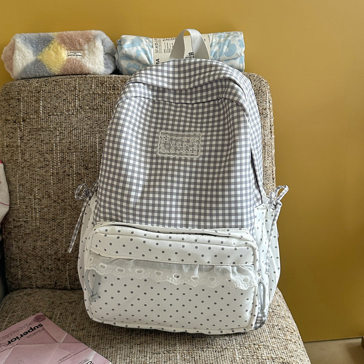 Charming Gingham Print School Backpack Stornfield
