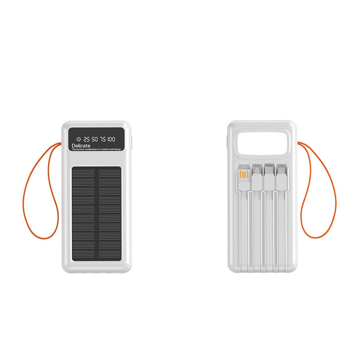 Solar Powerbank with Integrated Charging Cables and Digital Display Stornfield