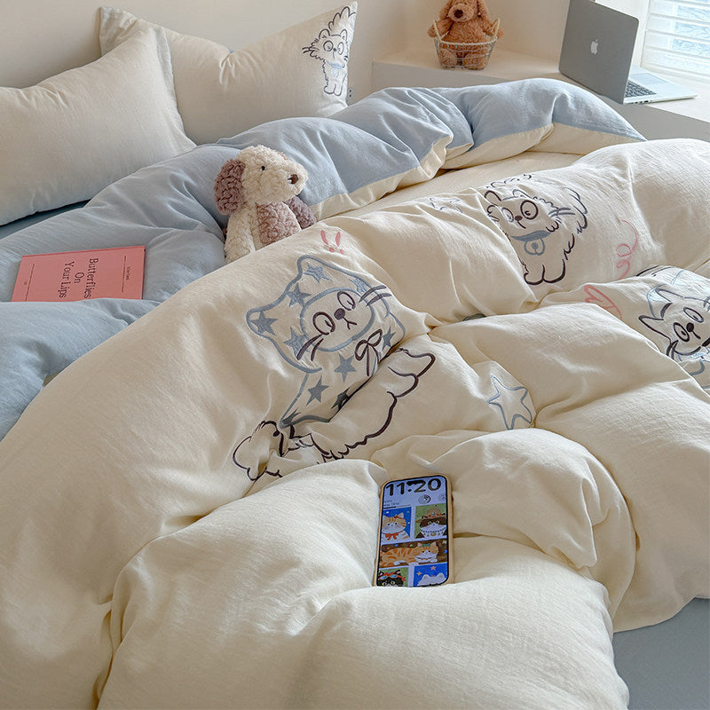 Printed Cotton Duvet Cover and Pillowcase Set