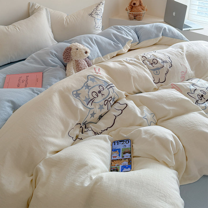 Printed Cotton Duvet Cover and Pillowcase Set