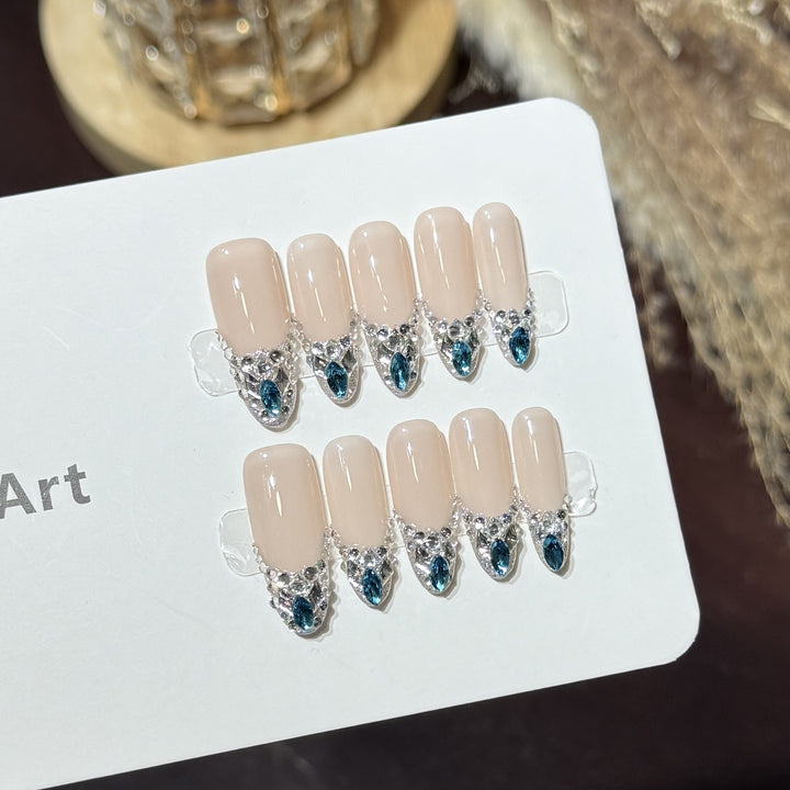 Elegant Rhinestone-Accent Press-On Nail Set Stornfield