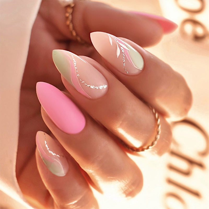 Premium Artistic Press-On Nail Set with Elegant Floral Designs Stornfield