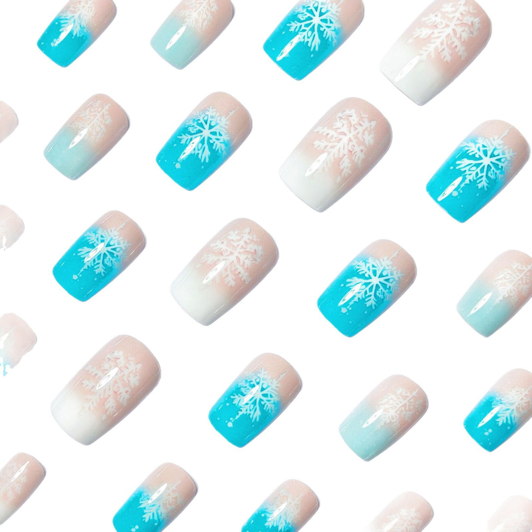 Wintry Artistic Nails with Shimmering Snowflake Design Stornfield