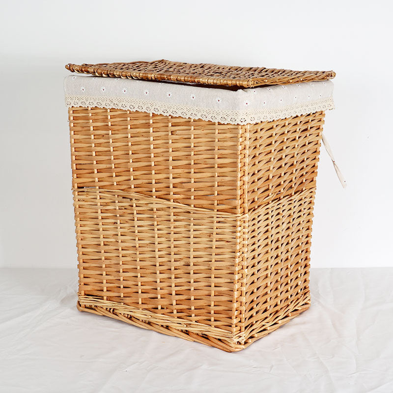 Women's laundry basket with decorative fabric cover and practical lid Stornfield