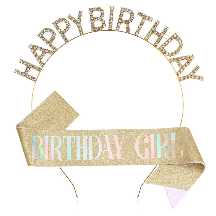 Ladies Glitter Headband with "Happy Birthday" Inscription Stornfield