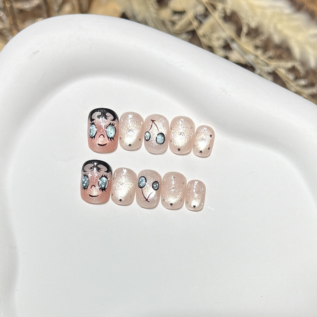 Playful Cherry-Themed Press-On Nail Set Stornfield
