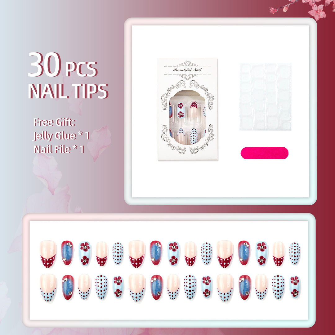 Floral Pattern Manual Press-On Nail Set