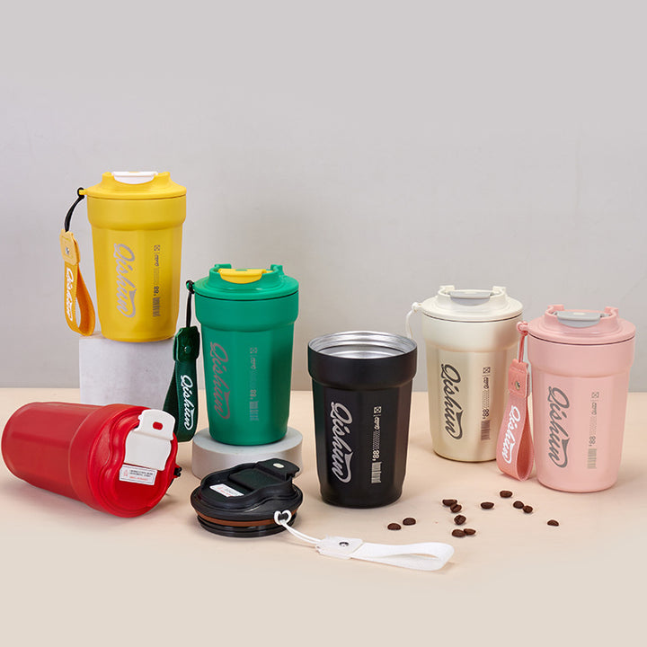Ladies practical insulated drinking cup with carry strap Stornfield