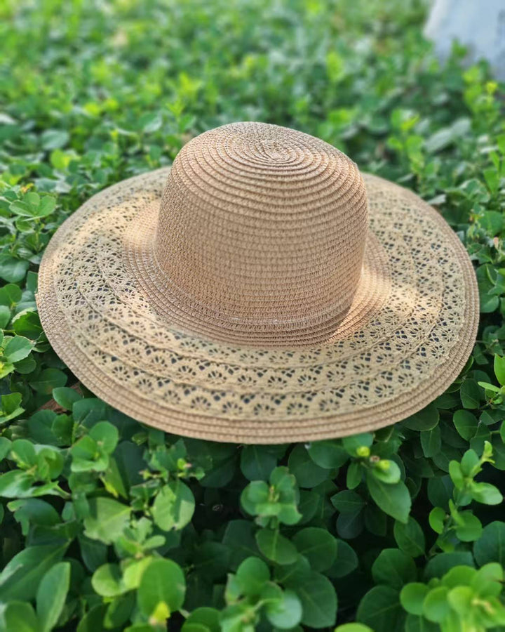 Sun hat with elegant crochet trim Stornfield