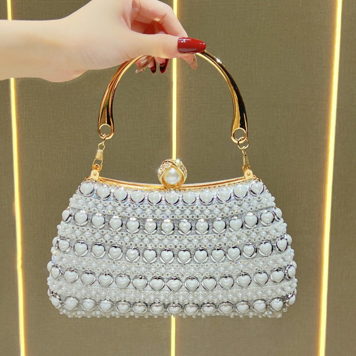 Decorative Heart-Appliqué Evening Handbag