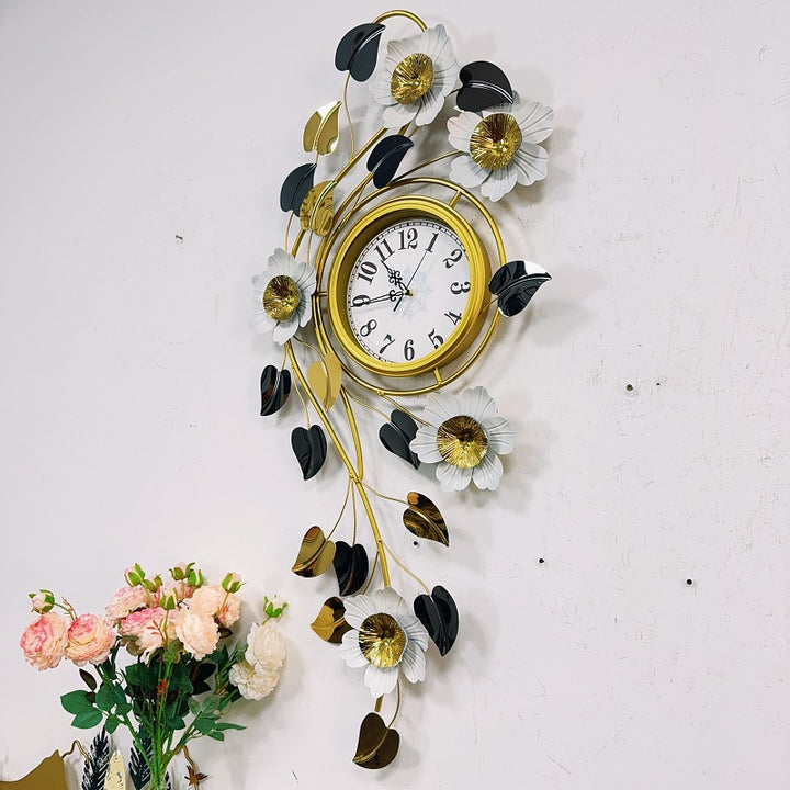 Floral Wall Clock Art with Elegant Metal Frame Stornfield