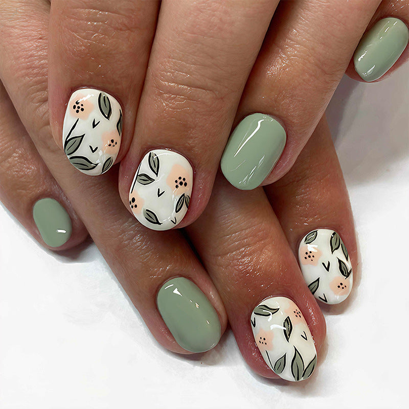 Artificial nail set with elegant floral patterns and modern design Stornfield
