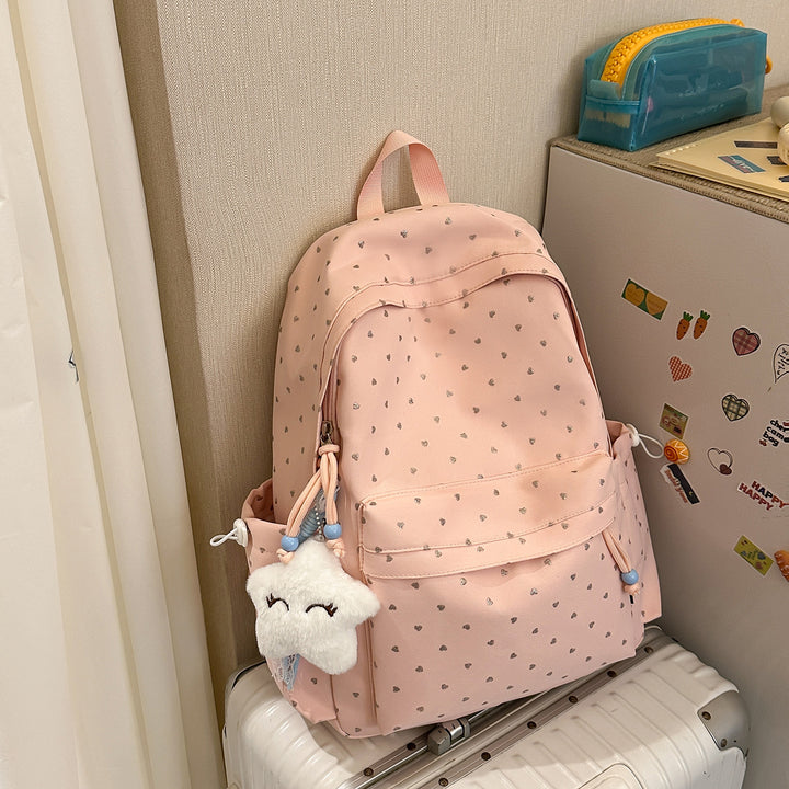 Playful Heart-Printed Backpack Stornfield