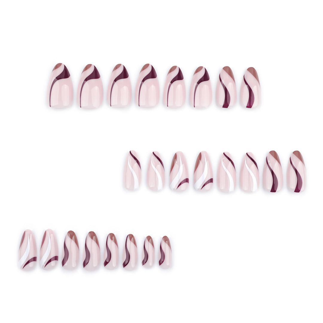 Elegant Nail Art with Modern Wave Pattern and Glitter Accents Stornfield