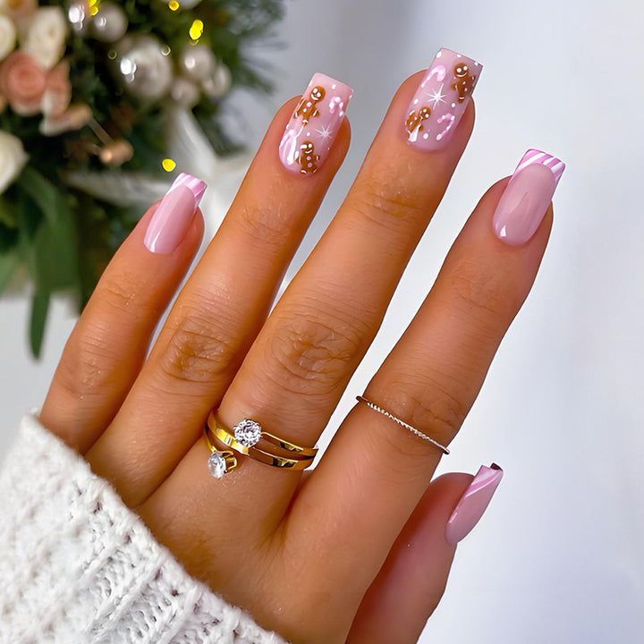 Artificial nail set with festive glitter and Christmas motifs Stornfield