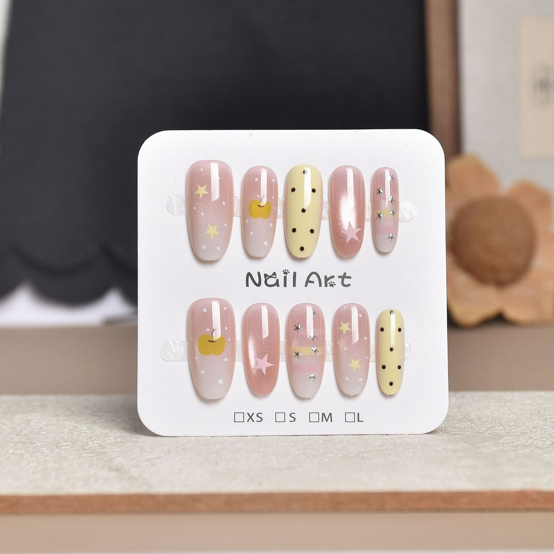 Decorative Press-On Nail Extensions with Floral Accents Stornfield