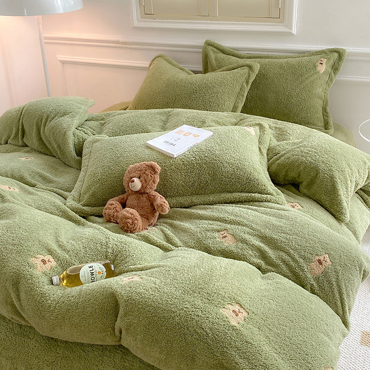 Plush Sherpa Comforter and Decorative Pillowcase Set