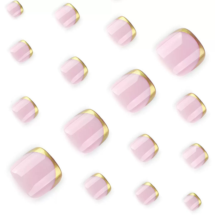 Artificial nail set with luxurious golden tips and glossy finish Stornfield