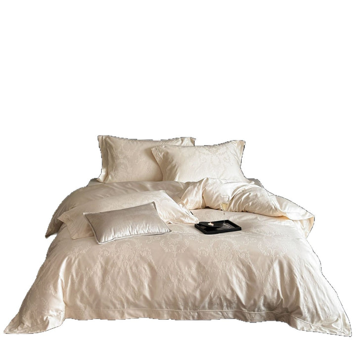 Luxury Jacquard Sateen Duvet Cover Set with Hidden Closure and Corner Ties