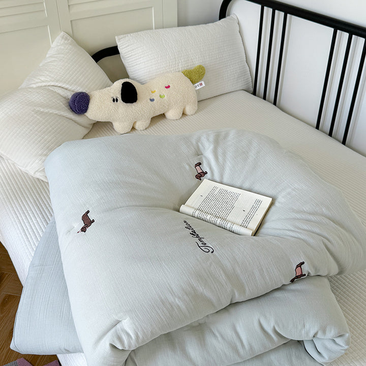 Foldable futon mattress topper with soft microfiber & dog application